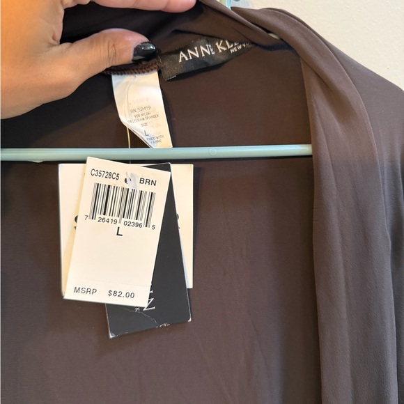 Anne Klein Dark Brown Open Front Cardigan - Picture 2 of 5